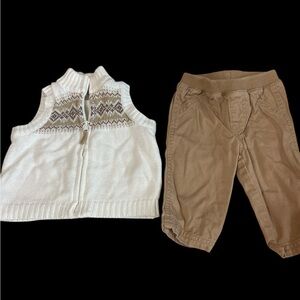 Carters preppy chinos with sweater vest infant 3 month set